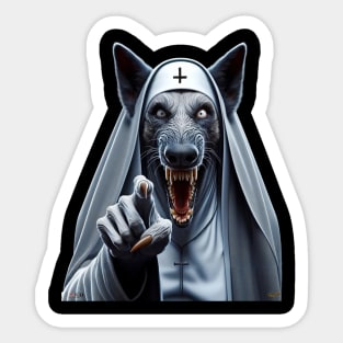 Scary Doggie Nun Sticker